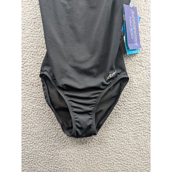 NWT Dolfin Aquashape Womens Moderate Black & Blue One Piece Swimsuit sz 6 - Picture 3 of 11